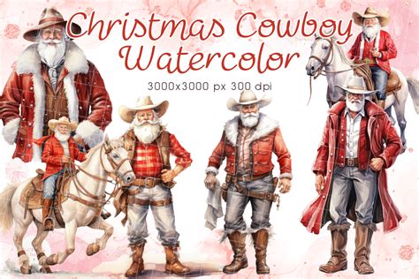 Christmas Cowboy Watercolor Graphic by kennocha748 · Creative Fabrica