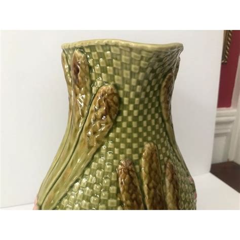 Vintage 1990s Bordallo Pinheiro Portugal Majolica Asparagus Pitcher