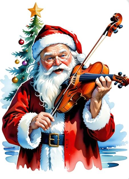 Papá noel tocando el violín Foto Premium