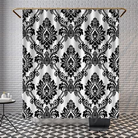 Black And White Damask Shower Curtains Baroque Custom Bath Etsy