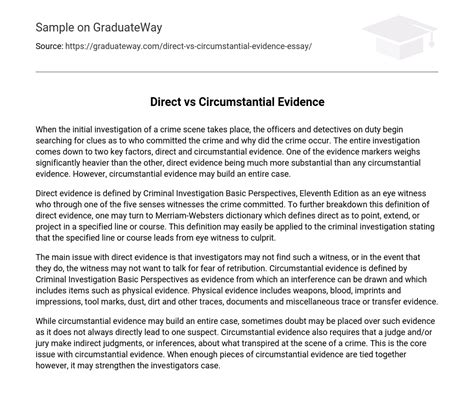 ⇉Direct vs Circumstantial Evidence Essay Example | GraduateWay