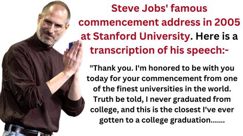 Steve Jobs 2005 Stanford Commencement Address Transcription Of His