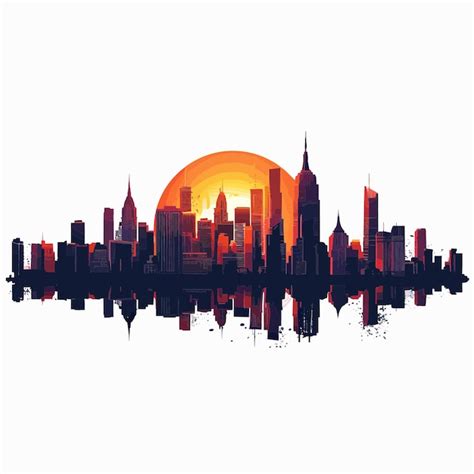 Premium Vector City Skyline Sunset 2