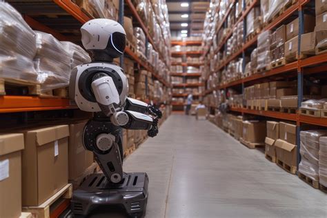 AI generated A robot aiding a warehouse worker in efficient inventory