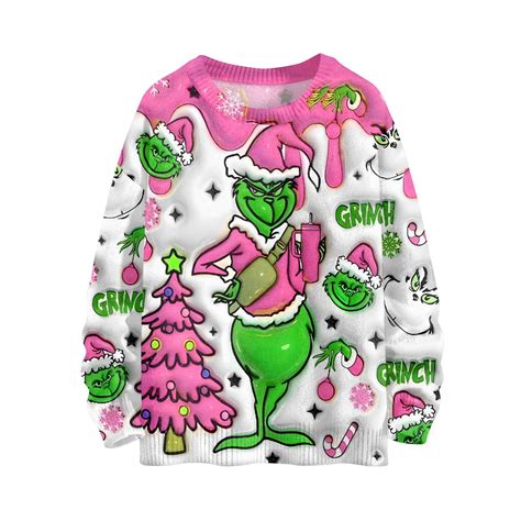 Avyervo Womens Plus Size Grinch Sweater Christmas Cute Ugly Christmas