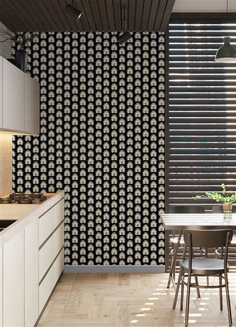 SCS6058 Black Fleur Peel and Stick Wallpaper by Scalamandré