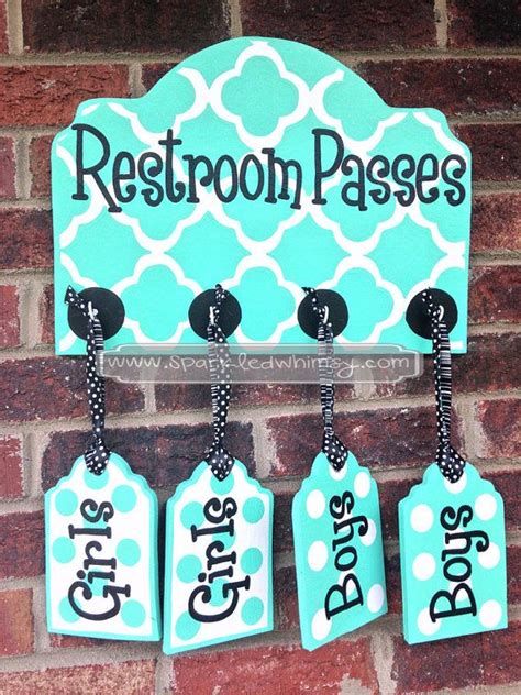 Restroom Passes Sign For Classroom Turquoise Classroom Decor Classroom Restroom Pass