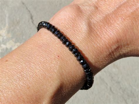 Black Spinel Bracelet 5mm Spinel Stacking Bracelet Black Etsy