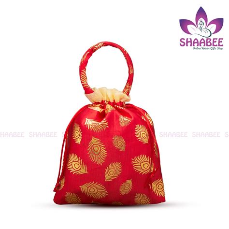 Thamboolam Peacock Feather Potli Bag Shaabee Return Gifts