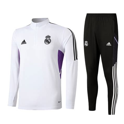 Real Madrid 1 4 Zip Tracksuit 2022 23 White Gogoalshop