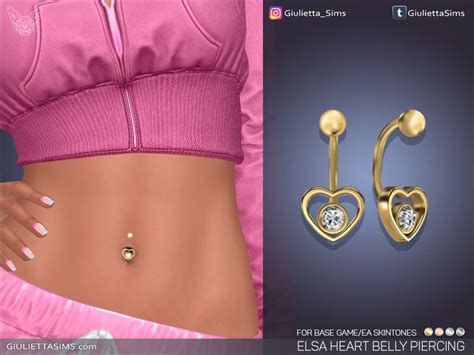 The Sims Resource Ea Skintones Elsa Diamond Heart Belly Piercing