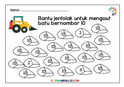 Mini Worksheet Warna 1 Hingga 10 Tema Jentolak Kitpramenulis