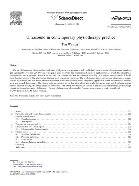 Ultrasound in Contemporary Physiotherapy Practice | Ultrasound | Scar