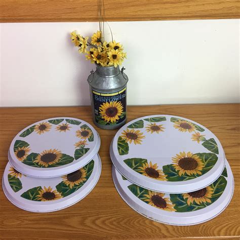 Vintage Sunflower Stove Top Burner Covers Set Of Four Stove Top Burners Stove Burner Covers