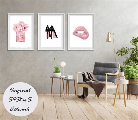 Love Paris Prints, Lips Poster, Perfume Print, Fashion Wall Art, Pink ...