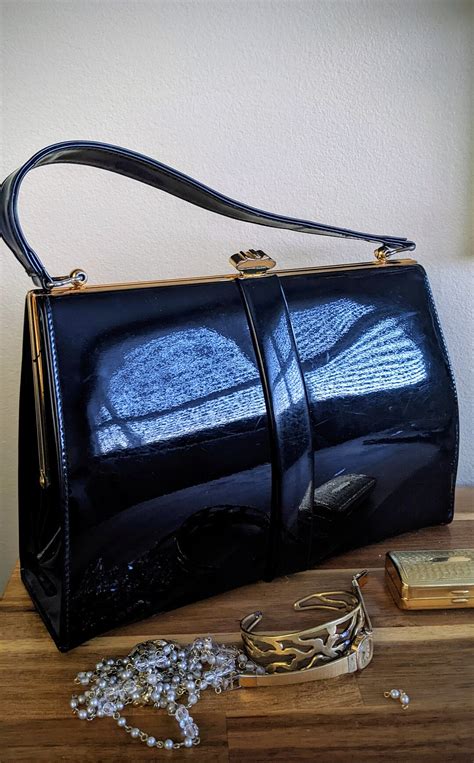 Vintage 50 S Patent Leather Kelly Bag Etsy