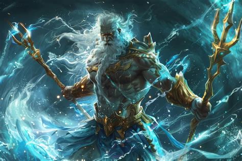 Premium Photo Ai Illustration Of Poseidon God Of The Sea