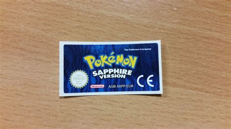 Gameboy Advance Pokemon Sapphire Replacement Label Sticker Nintendo