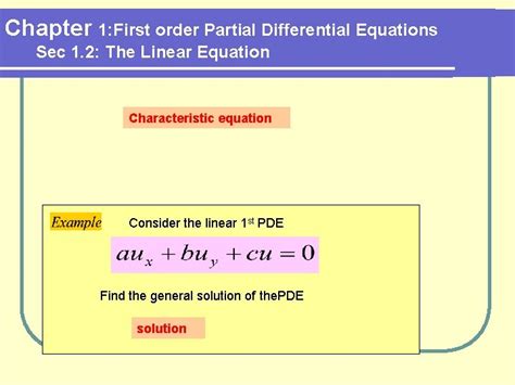 Chapter 1 First Order Partial Differential Equations Sec