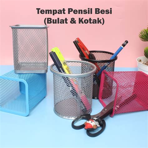 Jual Tempat Pensil Pulpen Alat Tulis Kantor Pen Holder Besi Jaring Full