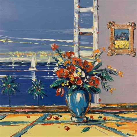 Peinture Le bouquet à la fenêtre par Corbière Liisa Carré d artistes