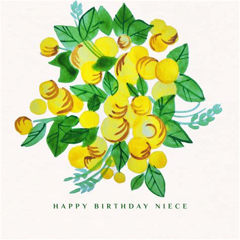 Beautiful Yellow Watercolor Flowers Happy Birthday Niece | Boomf
