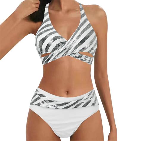 Gdreda Trendy Bikini Women Sequinprinting High Waisted Bikini Sexy Push