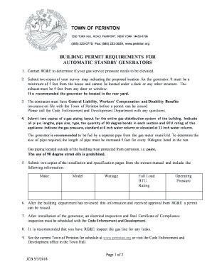 Fillable Online Town Of Perinton Building Permit Requirements For