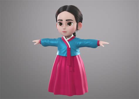 Traditional Korean Cartoon Girl