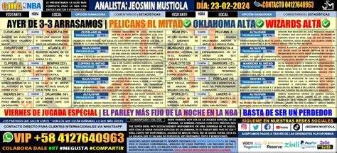 HUBO PARLEY DE 3 3 VIERNES 23 02 2024 NBA PARLEY ESPECIAL DE LA