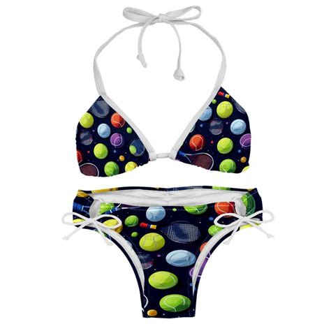 Tennis Detachable Sponge Adjustable Strap Bikini Set Two Pack