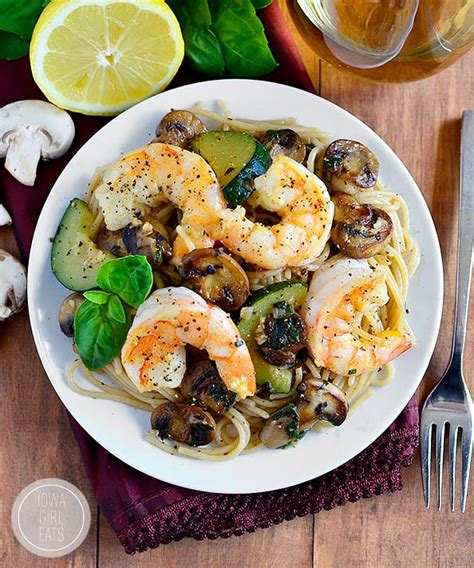 Mushroom And Zucchini Shrimp Pasta Iowa Girl Eats