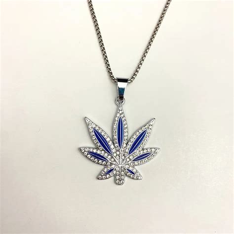 Blue Weed Iced Out Hip Hop Pendant Necklace With Chain At Rs Piece