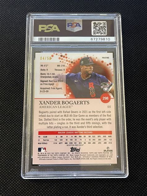 2022 Topps Pristine Gold Refractor 127 Xander Bogaerts 50 For Sale