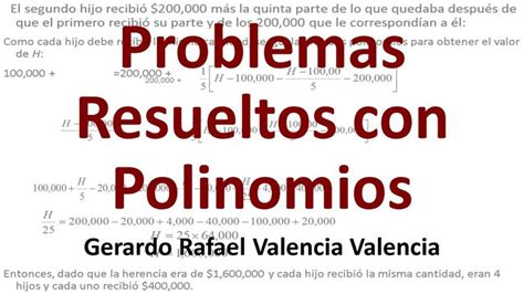 Problemas Resueltos con Polinomios Polinomios Álgebra El algebra