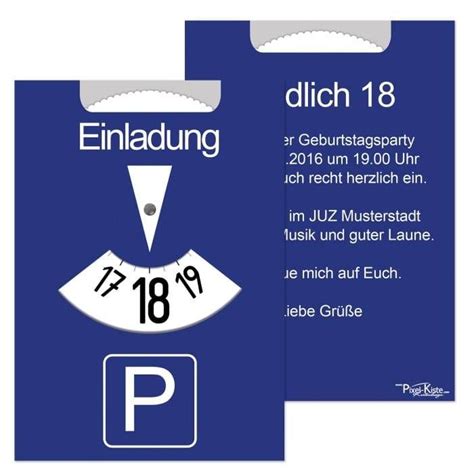 Einladung Geburtstag Parkscheibe Einladungskarten Geburtstag