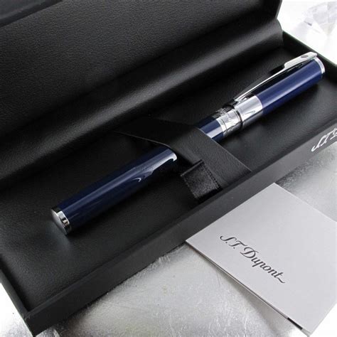 Stylo Roller Dupont D Initial Bleu Chrome