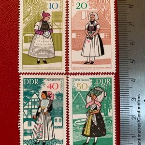 Germany DDR Original Vintage Postage Stamps 1968 Traditional Costume