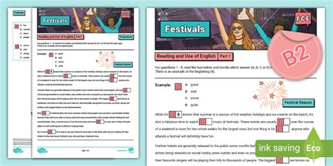 B2 Fce Reading And Use Of English Part 1 Festivals