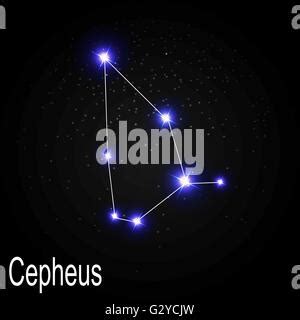 Cepheus constellation. Starry night sky. Zodiac sign. Cluster of stars ...