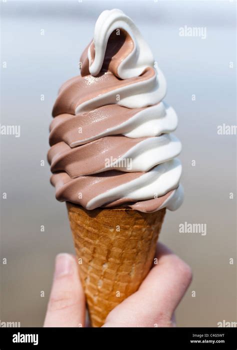 Vanilla and chocolate ice cream cone Stock Photo - Alamy