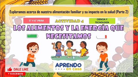 Los alimentos y la energía que necesitamos 5 y 6 primaria YouTube