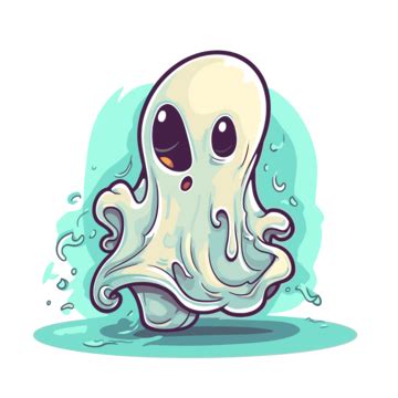 Cute Ghost Water Sticker Clipart Vector Sticker Design With Cartoon