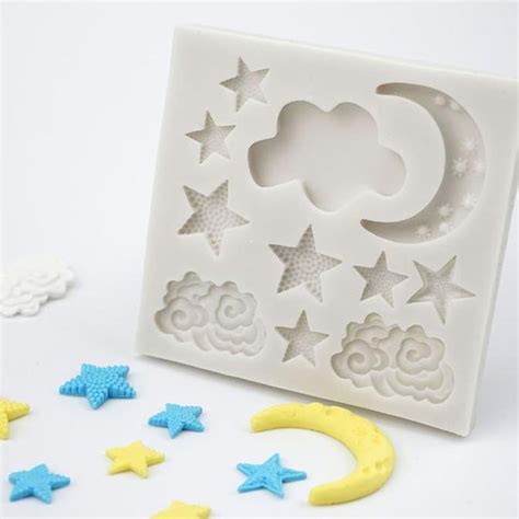 Jual Cetakan Silikon Bulan Bintang Awan Fondant Moon Star Cloud Puding