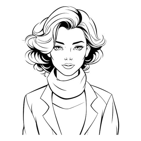 Premium Vector Beautiful Young Woman Black And White Vector Illustration For Coloring Book