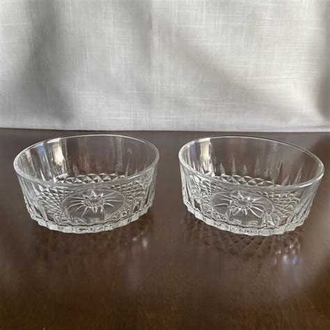 2 Arcoroc France Serving Salad Fruit Bowl Crystal Clear Glass Starburst 5 X 2 Ebay