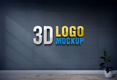 Best Free D Wall Logo Mockup Psd Templates Mockup Den