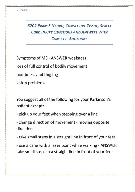 6202 EXAM 3 NEURO, CONNECTIVE TISSUE, SPINAL CORD INJURY QUESTIONS AND