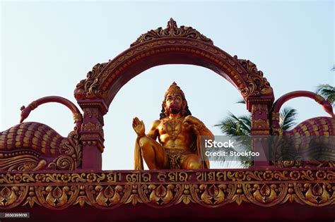 Sculpture Of God Hanuman Ji On Beautiful Temple Gate Stock Photo ...
