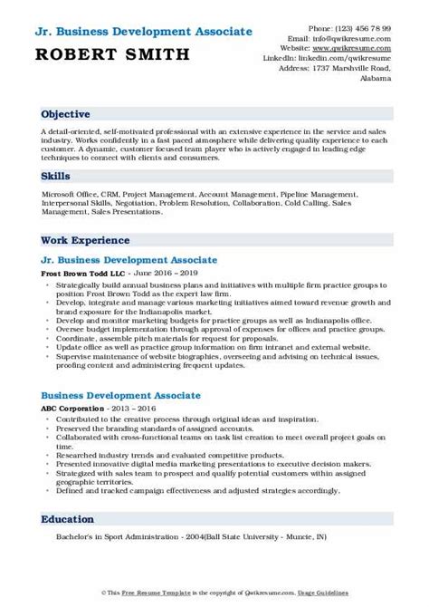 10 Business Development Associate Resume Samples And Templates For 2025